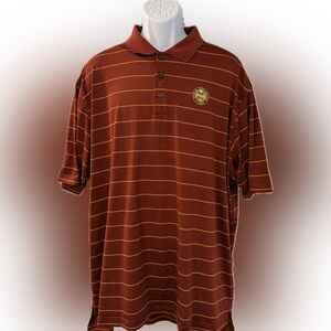 adidas Men's Burgandy & Orange Striped Polo Shirt XXL
